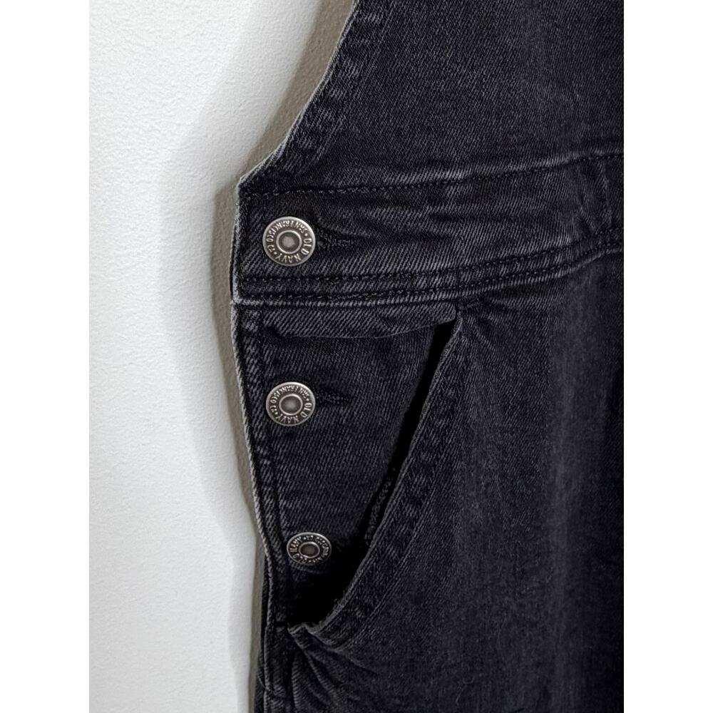 Old Navy Overalls Women's Sz 12 Black Distressed Denim Grunge Y2K Festival Goth - Picture 3 of 10